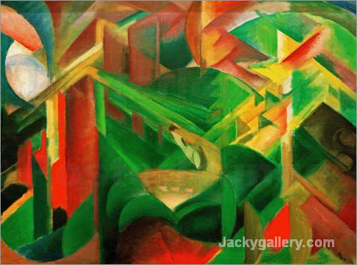 Deer in the Monastery Garden by Franz Marc paintings reproduction